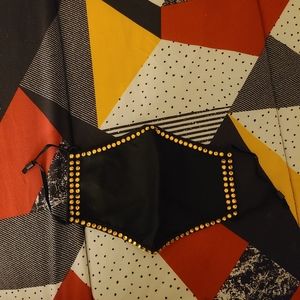 Handmade Gold-Studded Black Mask
